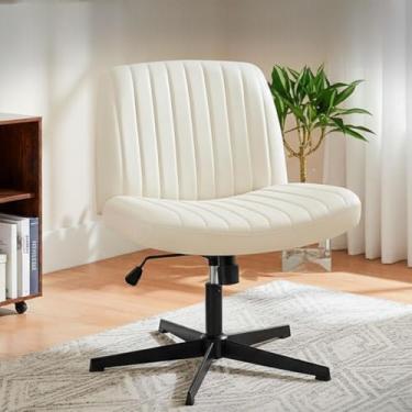 Imagem de Cadeira Escritório DT3 Dolly, Criss Cross Cosy Chair, Original, Assento Extra Grande e Largo, Leisure, Penteadeira, Escrivaninha. (PU, Cream)