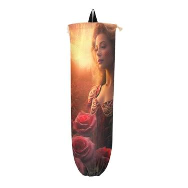 Imagem de Roses in a Field at Sunset Grocery Bag Holder, dispensador de sacola de compras de parede, suporte de saco plástico para armário, 1 pacote