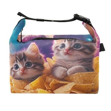 Imagem de TSENQUE Lancheira espacial personalizada para gatos fofos para adultos mulheres lancheira térmica macia personalizada lancheira para trabalho