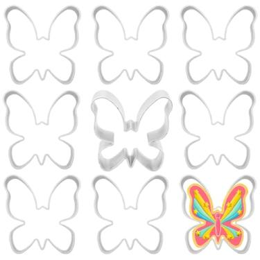 Imagem de FAZHBARY Conjunto de 9 unidades de cortadores de biscoito de borboleta, mini cortador de biscoito em forma de borboleta, pequenos cortadores de moldes de doces de metal para artesanato faça você mesmo