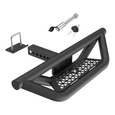 Imagem de Degrau de engate para receptor de engate de 5 cm, reboque de engate de reboque de aço resistente para caminhão/carro/veículos SUV, protetor de para-choque traseiro com trava de pino e parafusos em U