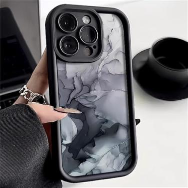 Imagem de Capa de mármore para iPhone 16 Pro Max 13 15 11 17 12 14 Pro Max XR 7 8 Plus SE, capa de celular de silicone TPU macio, preta DK35, para iPhone 13