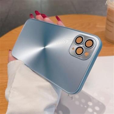 Imagem de Capa de luxo fosca com padrão gradiente Aurora para iPhone 16, 15, 14, 13, 12, 11 Pro Max 16 Plus, capa rígida com proteção macia e à prova de choque, azul claro, para iPhone 15