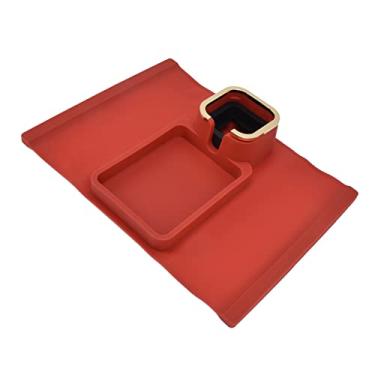 Imagem de Cryfokt Bandeja de Suporte de Copo de Braço de Silicone Com Desempenho Estável para sofá de Varanda de Sala de Estar, Fornecimento Doméstico (Vermelho atualizado)