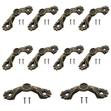 Imagem de ZZLZX Puxadores de gaveta decorativos vintage com 20 parafusos mini alças com furos de montagem em caixa de madeira estilo barra de liga de zinco puxadores de renda para caixas de joias, recipientes