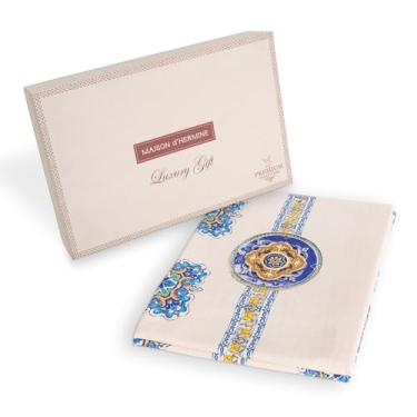 Imagem de Maison d' Hermine Toalha de mesa 100% algodão – Toalha de mesa retangular decorativa de 178 x 355 cm – Toalhas de mesa para jantar, casamento, chá de bebê, casa, fazenda, cozinha e festas – Coleção