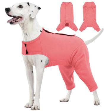 Imagem de Kuoser Traje de cirurgia para cães para pernas traseiras, manga de perna traseira de cachorro para parar de lamber, terno feminino de recuperação de esterilização para cães após a cirurgia, macacão