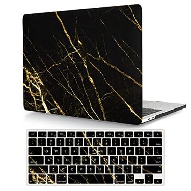 Imagem de Capa compatível com MacBook Pro 13 polegadas 2015 2014 2013 2012 modelos A1502 e A1425, capa protetora de plástico rígido com capa de teclado para Mac Pro Retina 13 versão antiga - mármore preto