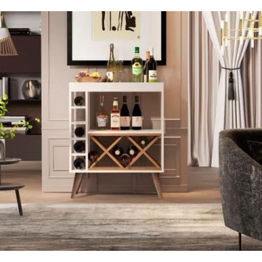 Imagem de Aparador com Adega Estilo Retrô Chateau Cor Off White / Freijó - Compr