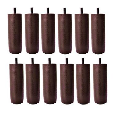 Imagem de Kit de 12 Pés Para Cama Box ou Baú Queen King TDC Marrom 12cm de Altur