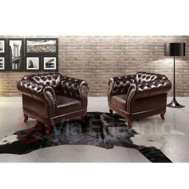 Imagem de Conjunto Poltronas Chesterfield Duque Via Encanto Courano Marrom Café