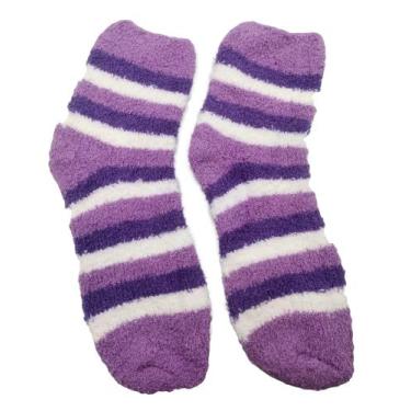 Imagem de Meia Pelúcia Feminino Listras Inverno Quentinha Proteção Frio - HHW, L