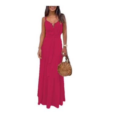 Imagem de Vestido Longo De Festa Com Amarração E Detalhe No Decote Casual Social