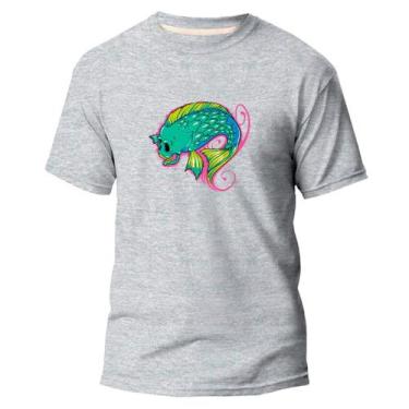 Imagem de  Camiseta Basica Algodão Premium Estampa Digital Carpa  - Pavesi, Cinz