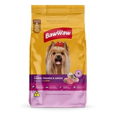 Imagem de Ração Baw Waw para cães adultos mini sabor Carne, Frango e Arroz - 900g