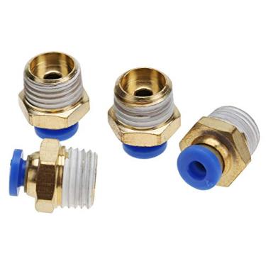 Imagem de Luqeeg Conector de Rosca Macho Confiável Dos Encaixes Rápidos Pneumáticos da Tubulação de Ar de 4mm para Trabalhadores da Oficina (PC4-2 10 unidades)