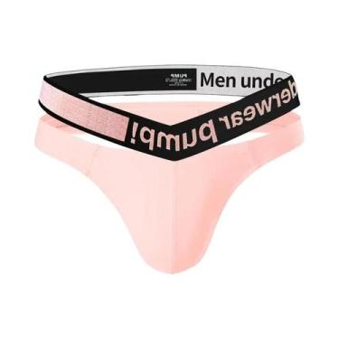 Imagem de Cuecas Triangulares De Cintura Baixa Com Decote Em V Em Gradiente Rosa