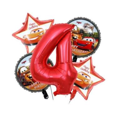 Imagem de Conjunto De Balões De Folha Do Lightning McQueen Para Decoração De Fes