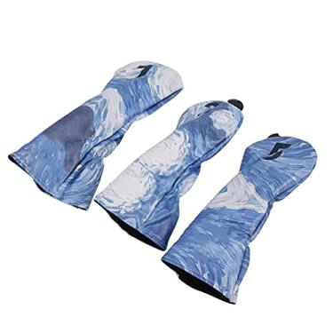 Imagem de Conjunto de capa de cabeça para taco de golfe de couro PU à prova d'água espessado de pelúcia padrão de estrela de desenho animado manga protetora desenhada à mão para tacos de