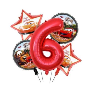 Imagem de Conjunto De Balões De Folha Do Lightning McQueen Para Decoração De Fes