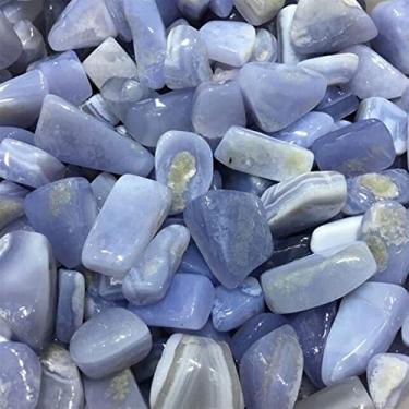 Imagem de 100 g Ágata de renda azul natural a granel pedra rolada quartzo cristal polimento amostra decoração de aquário pedra preciosa