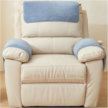 Imagem de Conjunto de 3 capas para apoio de braço de sofá com base antiderrapante e bolso de armazenamento. Capa para encosto de cabeça de cadeira/namoradeira