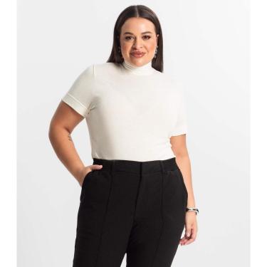 Imagem de Blusa Gola Alta Feminina Plus Size Secret Glam Bege-Feminino