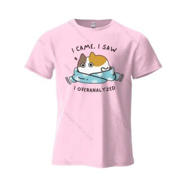 Imagem de Camiseta Gráfica Oversized Com Estampa De Gato Humorística Para Homens