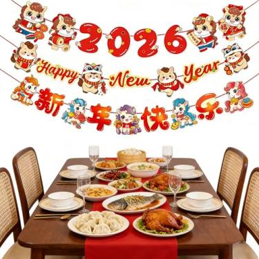Imagem de KYMY Chinese New Year Banner, 2026 Spring Festival Fu Character Wall Decoration, Year of the Horse Year Hanging Sign Ornament for Asian Vitenamese Japan Korea Lunar New Year Home Office (Red-2)