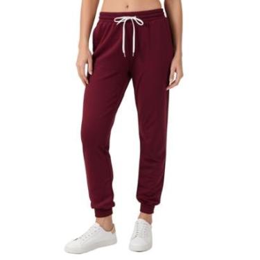 Imagem de Calça de Moletom Feminina Jogger Básica Bordô Forrado Felpudo Flanelado com Bolso-Feminino