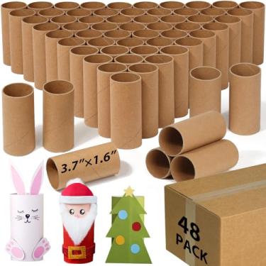 Imagem de Modacraft Pacote com 48 tubos de papelão marrom (4 x 9,4 cm) | Rolos de papel higiênico vazios para artesanato DIY, projetos de arte infantis, suprimentos para sala de aula STEM | Ecológico e seguro