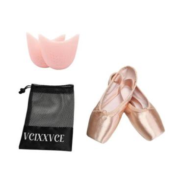 Imagem de Sapatos De Dança Clássicos Para Ballet Com Fitas Para Meninas E Mulher