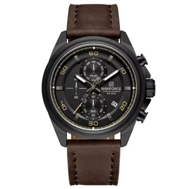 Imagem de Relógio Masculino Pulseira De Couro Genuíno Com Cronógrafo De Quartzo Esportivo 30m Marrom