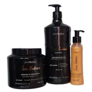 Imagem de Kit Ouro Indiano - Shampoo+ Máscara+ Fluido - Grankéra Profissional, 1