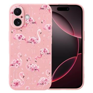 Imagem de MAYCARI Linda capa de flamingos de flores rosas para iPhone 13 Pro Max de 6,7 polegadas, compatível com Magsafe, capa de borracha gel macia de silicone líquido de ajuste fino com forro de microfibra à