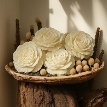 Imagem de Velas casamento Rosa Kit 5 Flor decoração festa lembrancinha eventos 1