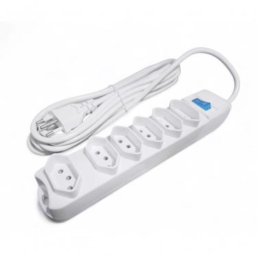 Imagem de Extensão Régua 5m 6 Tomadas Filtro De Linha Bivolt In-tech Branca