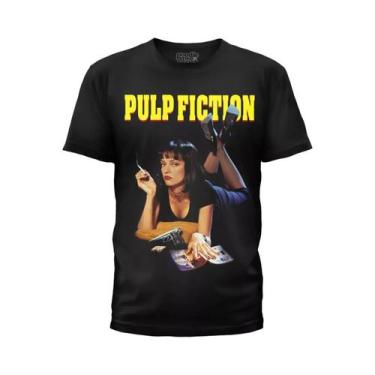 Imagem de Camiseta Gráfica Vintage Retro Paródia Pulp Fiction Oversize Preta Par