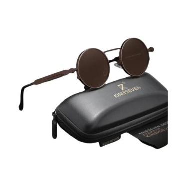 Imagem de Óculos De Sol Unissex Polarizados UV400 Redondos Estilo Steampunk Retr