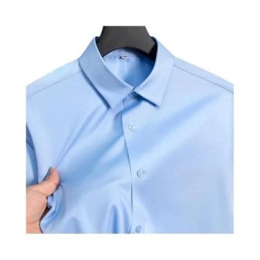 Imagem de Camisa Social Masculina Branca Slim Fit De Manga Longa Antirrugas Para