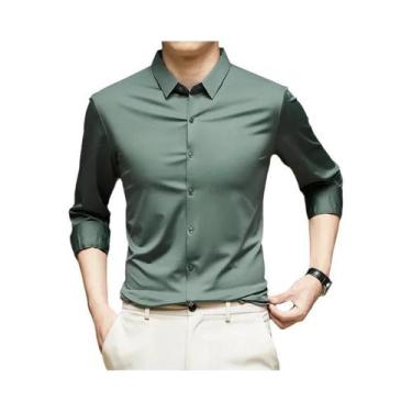 Imagem de Camisa Casual De Negócios Masculina Slim-fit Ultra-Elástica De Manga L