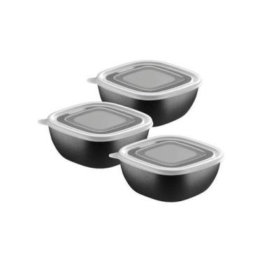 Imagem de Jogo de Potes Tramontina MixColor 3 Peças 600ml Preto, 3