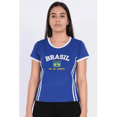 Imagem de Camisa Brasil BabyLock Listras Laterais Longa y2k, Azul claro, P