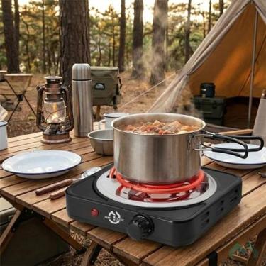 Imagem de Fogareiro Elétrico Espiral 1 Boca 127V Preto 1000W Camping Acampamento