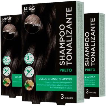 Imagem de 3x Shampoo Tonalizante Color Change Preto Kiss New York