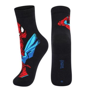 Imagem de Meia Disney Cano Médio Infantil Homem Aranha Lupo Cor:PretoTamanho:24-