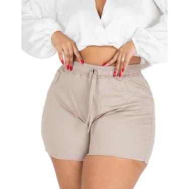 Imagem de Short Jeans Feminino Plus Size Cintura Alta Lycra E Elástico - MRB, Je