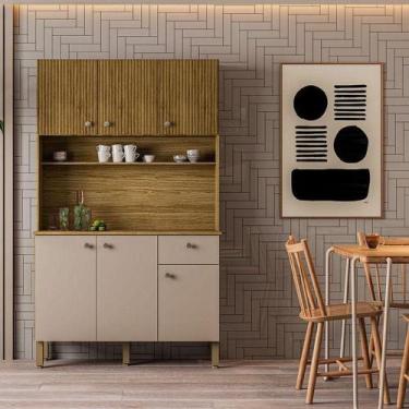 Imagem de Kit Cozinha Ambiente Style 6 Portas Freijó Vanilla Ripado - Kits Paran