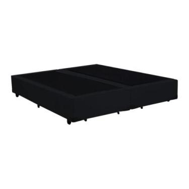 Imagem de Cama Box Queen Bipartido HomeQueen Suede Preto 40x158x198