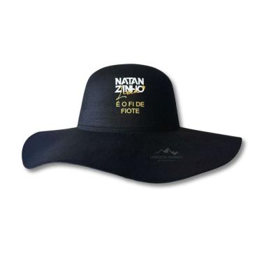 Imagem de Chapéu OEM Natanzinho É o Fi do Fiote em Feltro 100% Poliéster Aba 9 e 5 cm Preto Adulto